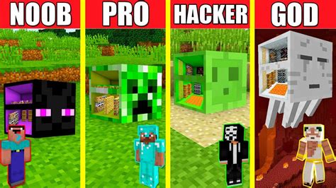 Minecraft Battle Mob Head House Build Challenge Noob Vs Pro Vs