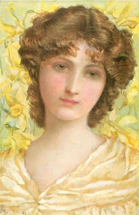 A Painting Of A Woman With Curly Hair And Yellow Flowers In Her Hair