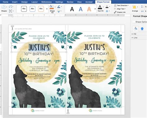Wolf Theme Birthday Party Invitation Template Howling Wolf Etsy España