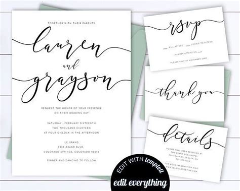 Wedding Stationery With Calligraphy On The Front And Back Along With