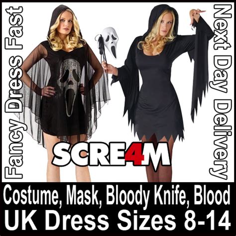 Adult Ladies Scream 4 Fancy Dress Costume Mask Sexy Halloween Outfit Womens New Ebay