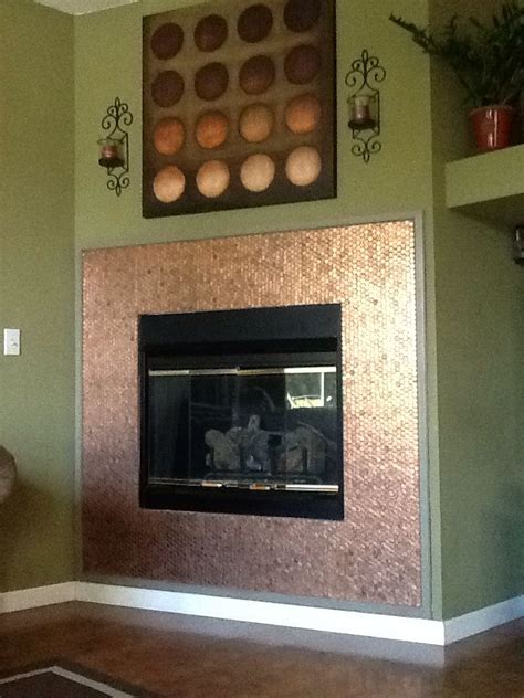 Tile around fireplace fireplace tile surround fireplace update brick fireplace makeover fireplace remodel diy fireplace living room with fireplace fireplace surrounds fireplace design add style to your fireplace with elongated hex tile america brings you the stunning tile collection from our partners onyx france. DIY Fireplace surround with Pennies | Fireplace tile, Diy ...