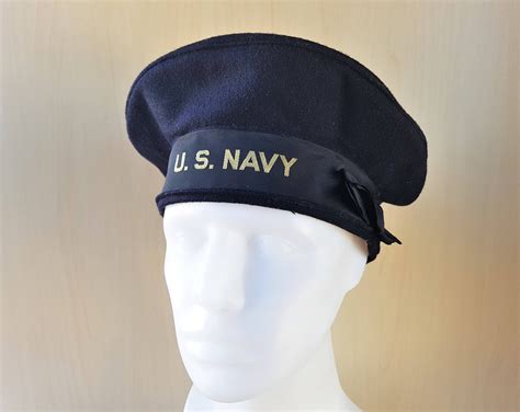 Us Navy Vintage Wwii Naval Uniform Wool Sailor Hat Cracker Etsy