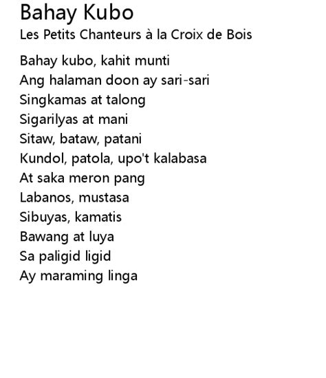 Bahay Kubo Lyrics Follow Lyrics