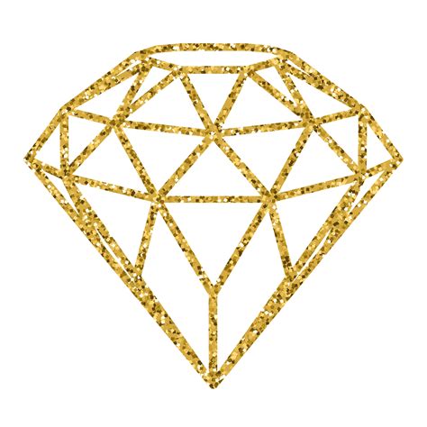 Geometrical Golden Glitter Diamond Isolated On White Background 443448