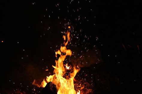 Free Download Nature Fire Flames Burn Ashes Spark Smoke Night