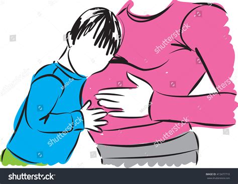 Pregnant Mom Big Son Illustration Stock Vector Royalty Free 413477710 Shutterstock