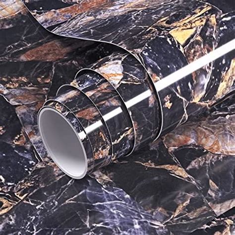 Voleaar Black And Blue Marble Contact Paper 60cm X 1000cm Peel And