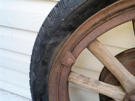 Wood Spoke Wheel With Pneumatic Tire From A 1920s Studebaker