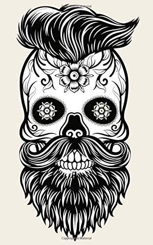 Bearded Sugar Skull Notebook 5x8 Journal 125 Page Black Lines On
