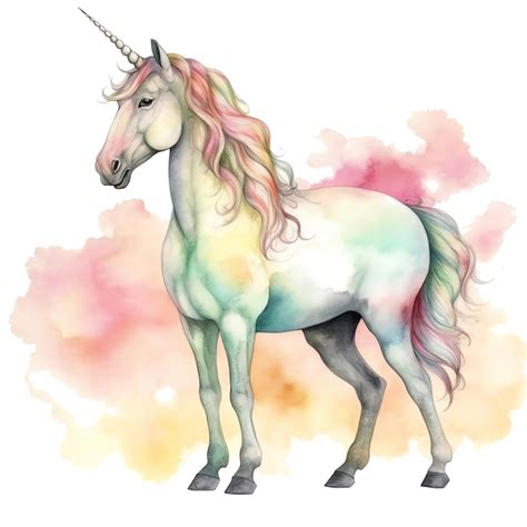 Premium Ai Image Fantasy Watercolor Unicorn Illustration