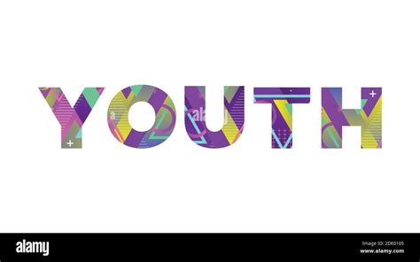 The Word Youth Concept Written In Colorful Retro Shapes And Colors