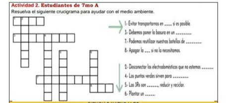 Resuelve El Siguiente Crucigrama Para Ayudar Con El Medio Ambiente