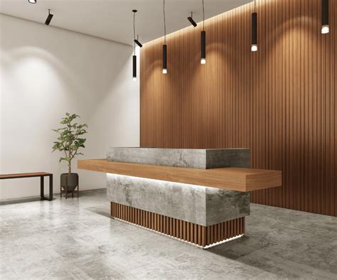 Custom Modern Minimalist Concrete Reception Desk Custom Etsy In 2021