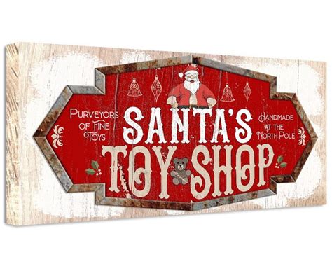 Santas Toy Shop Canvas 12 X 24 Stretched Lone Star Art