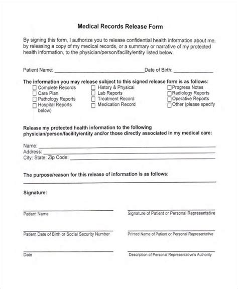 Medical Records Release Form Printable