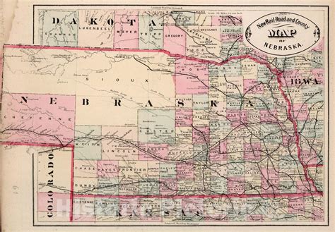 Historic Map World Atlas Map Nebraska 1882 Vintage Wall Art