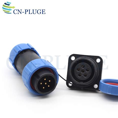 Sp21 6 Pin Aviation Cable Connector Square Panel Mount Waterproof