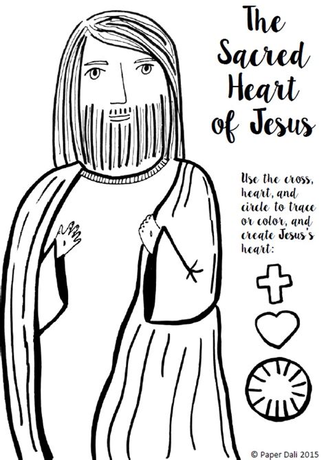 Paper Dali Free Sacred Heart Of Jesus Coloring Page And Craft Printable