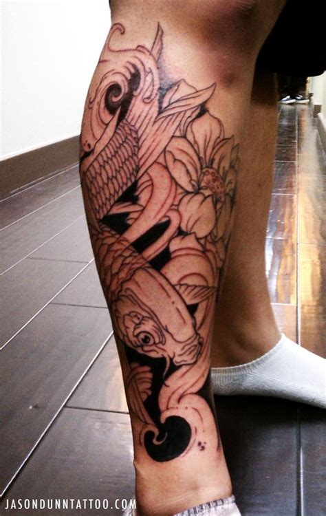 Asian Koi Fish Tattoo Design On Leg Leg Tattoos Tattoos Japanese
