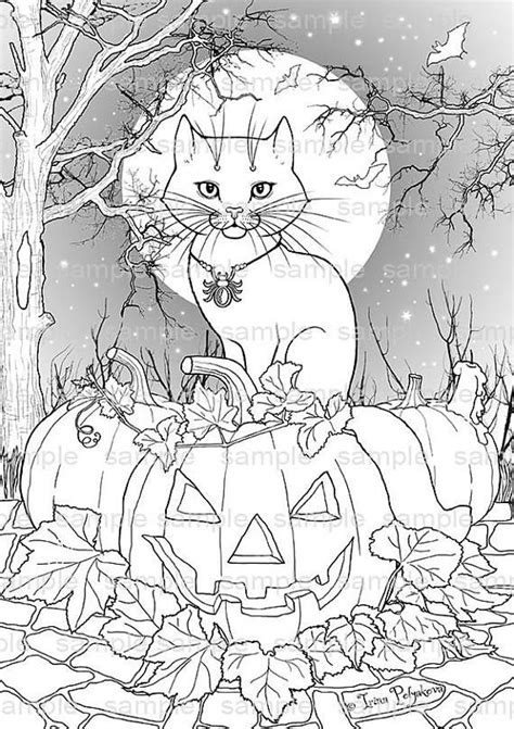 Halloween decor Party activity Adult coloring page Halloween cat Kids