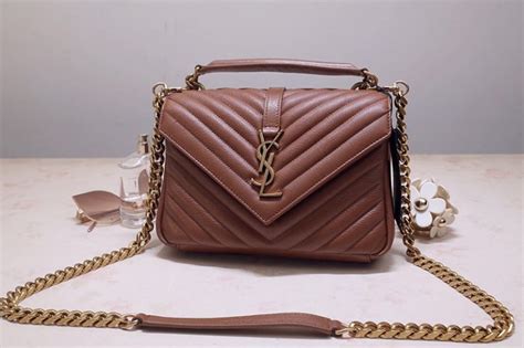 Saint Laurent 487213 YSL COLLEGE Medium Bag IN Brown MATELASSÉ LEATHER