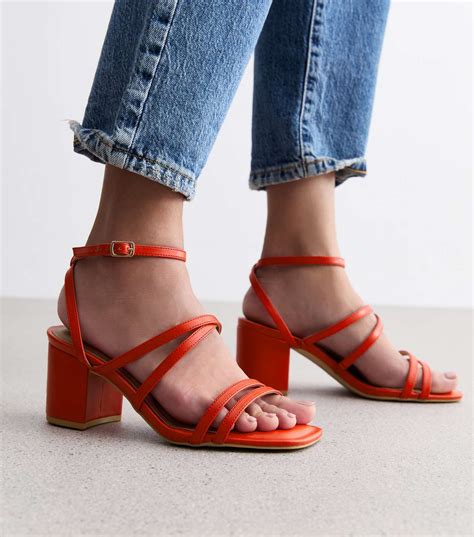 Extra Wide Fit Red Multi Strap Block Heel Sandals New Look