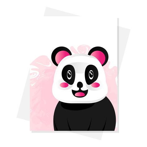 Cartoon Panda Greeting Card Template 1308683 Vector Art At Vecteezy