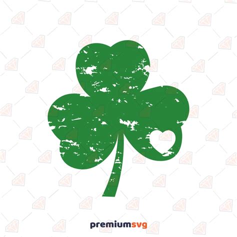 Distressed Shamrock With Heart Svg Grunge Clover Leaf Svg Premiumsvg