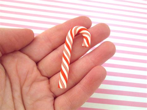 3 Large Polymer Clay Candy Canes Cute Fake Peppermint Charms Etsy