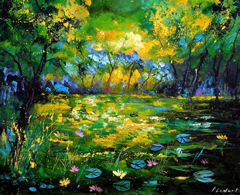 Pond In Famenne Painting By Pol Ledent