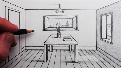 How To Draw A Room In 1 Point Perspective For Beginners Youtube One