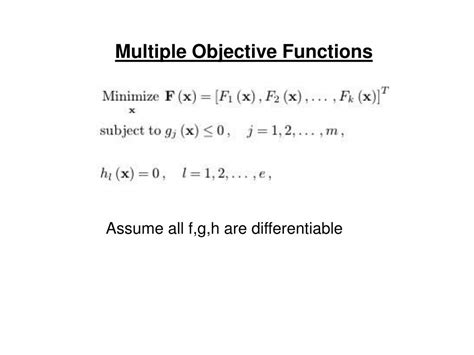 Ppt Multiple Objective Function Optimization Powerpoint Presentation