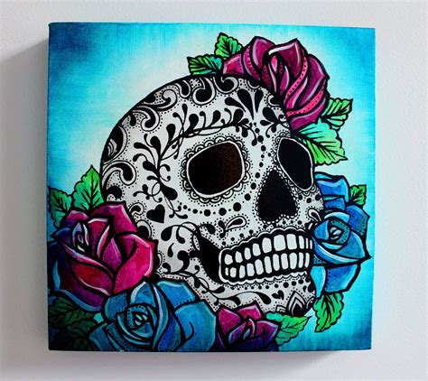 Pin By Miguel Gonzalez On Sleeve Ideas Skull Painting Skull Art Print Sugar Skull Art