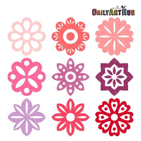 Simple Flower Shapes Clip Art Set Daily Art Hub Clipart Best