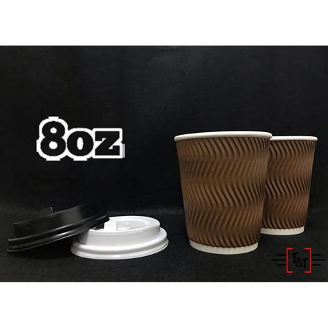Paper Cup Hot 8oz Ripple With Lid 50pcs Shopee Malaysia