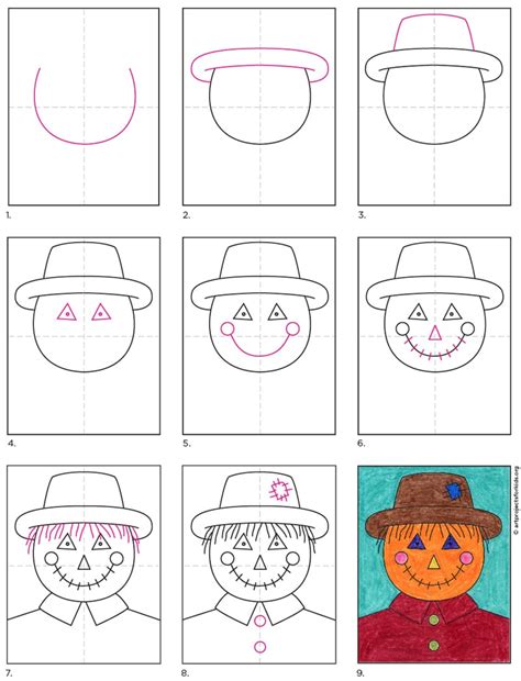 How to Draw a Scarecrow Face · Art Projects for Kids