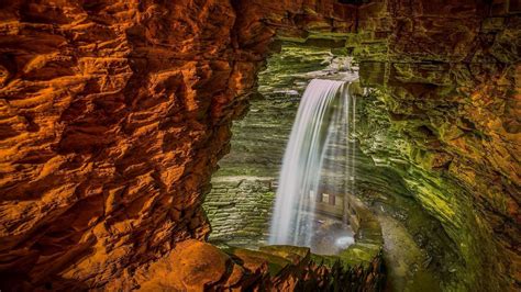 Nature Rock Cave Waterfall Stones Long Exposure Path Wallpapers