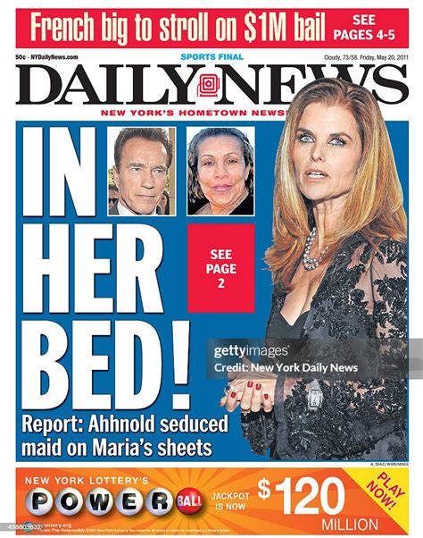 Daily News Front Page May 20 Headline In Her Bed Report Ahhnold News Photo Getty Images