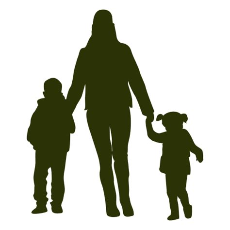Madre E Hijos Caminando Silueta Descargar Pngsvg Transparente