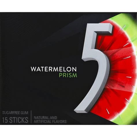 Wrigley 5 Gum Watermelon Prism Sugarfree Gum Single Pack 15 Ct