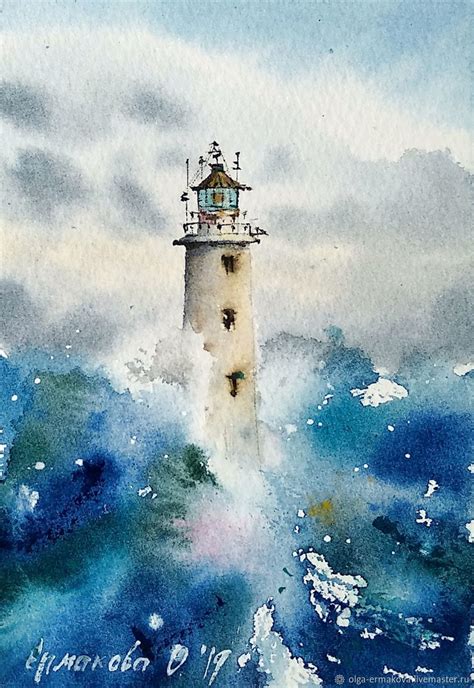 Mini Painting Of The Lighthouse Picture A Small Storm On