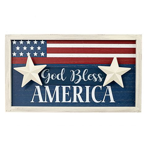 16 Wooden Sign God Bless America Flag 74154rwb
