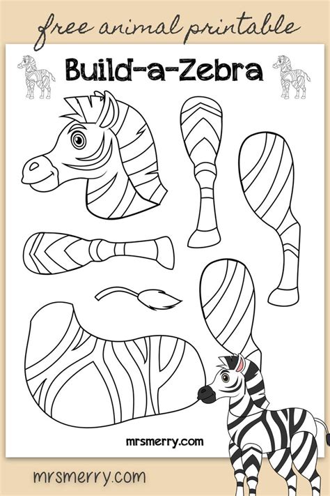 Build A Zebra A Free Kids Printable Mrs Merry Zoo Animal Crafts