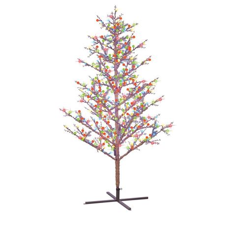 Ge 8 Ft Winterberry Pre Lit Brown Branch Artificial Christmas Tree With