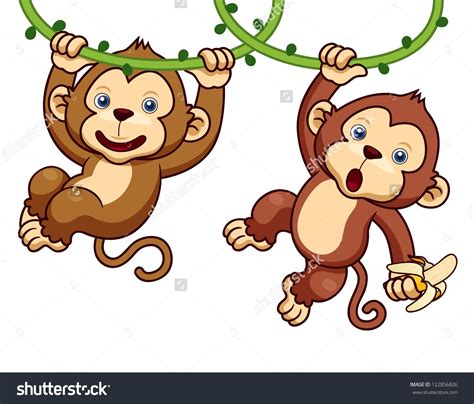 Monkey Cartoon Stock Vectors And Vector Clip Art Shutterstock Jungle