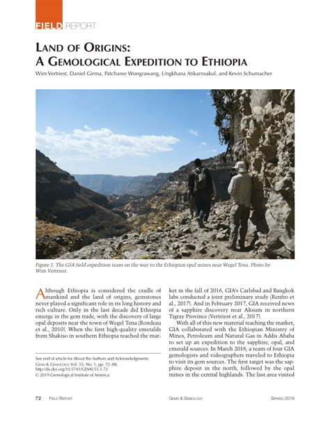 Pdf Land Of Origins A Gemological Expedition To Ethiopia