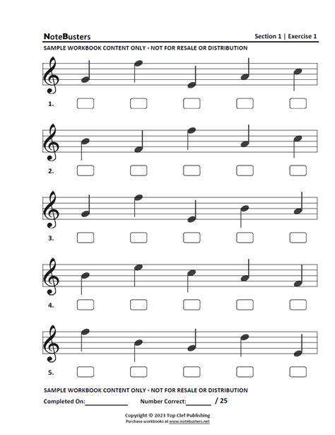 Sight Reading Sheet Music Exercises From Notebusters Section 1