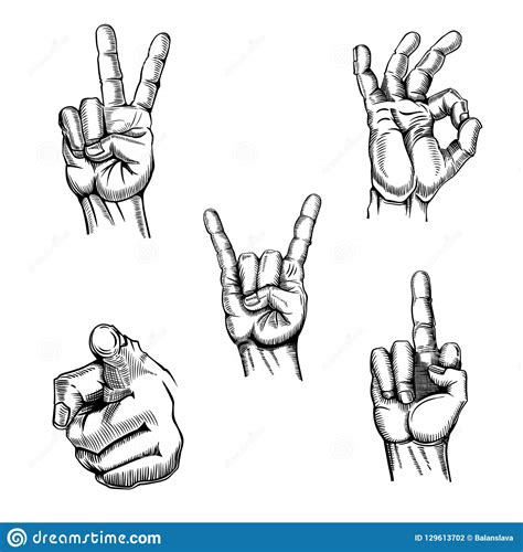 Set Of Hands Sketches Gestures Stock Vector Illustration Of Handshake