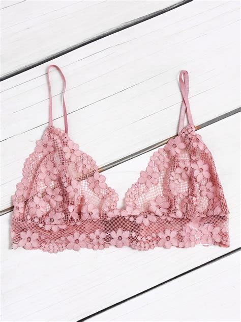 Hollow Out Triangle Floral Lace Bralette Sheinsheinside